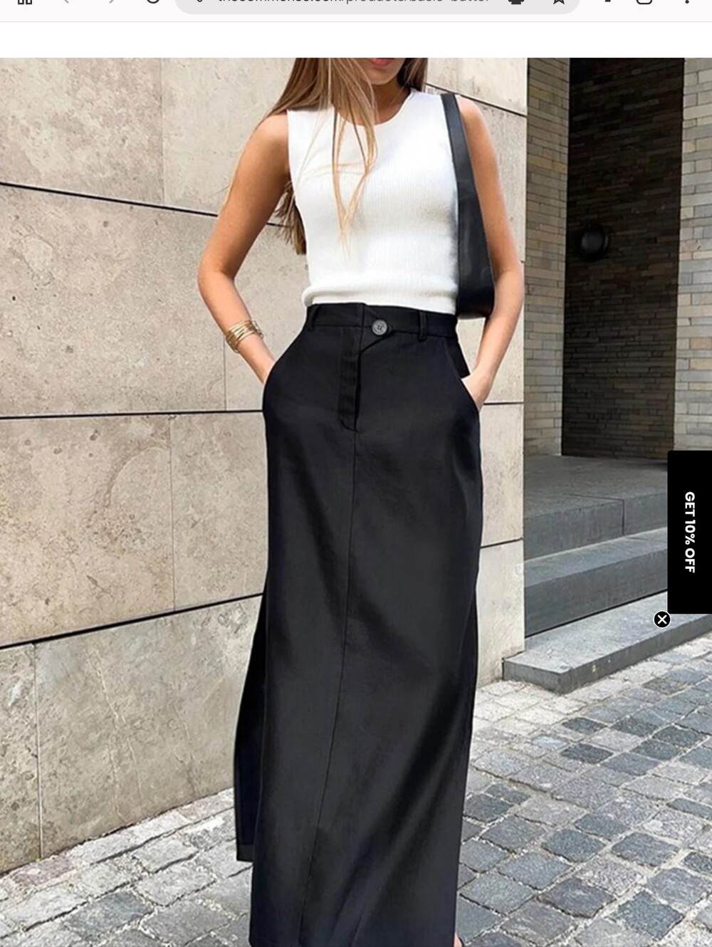 Commense Black Maxi Straight Skirt